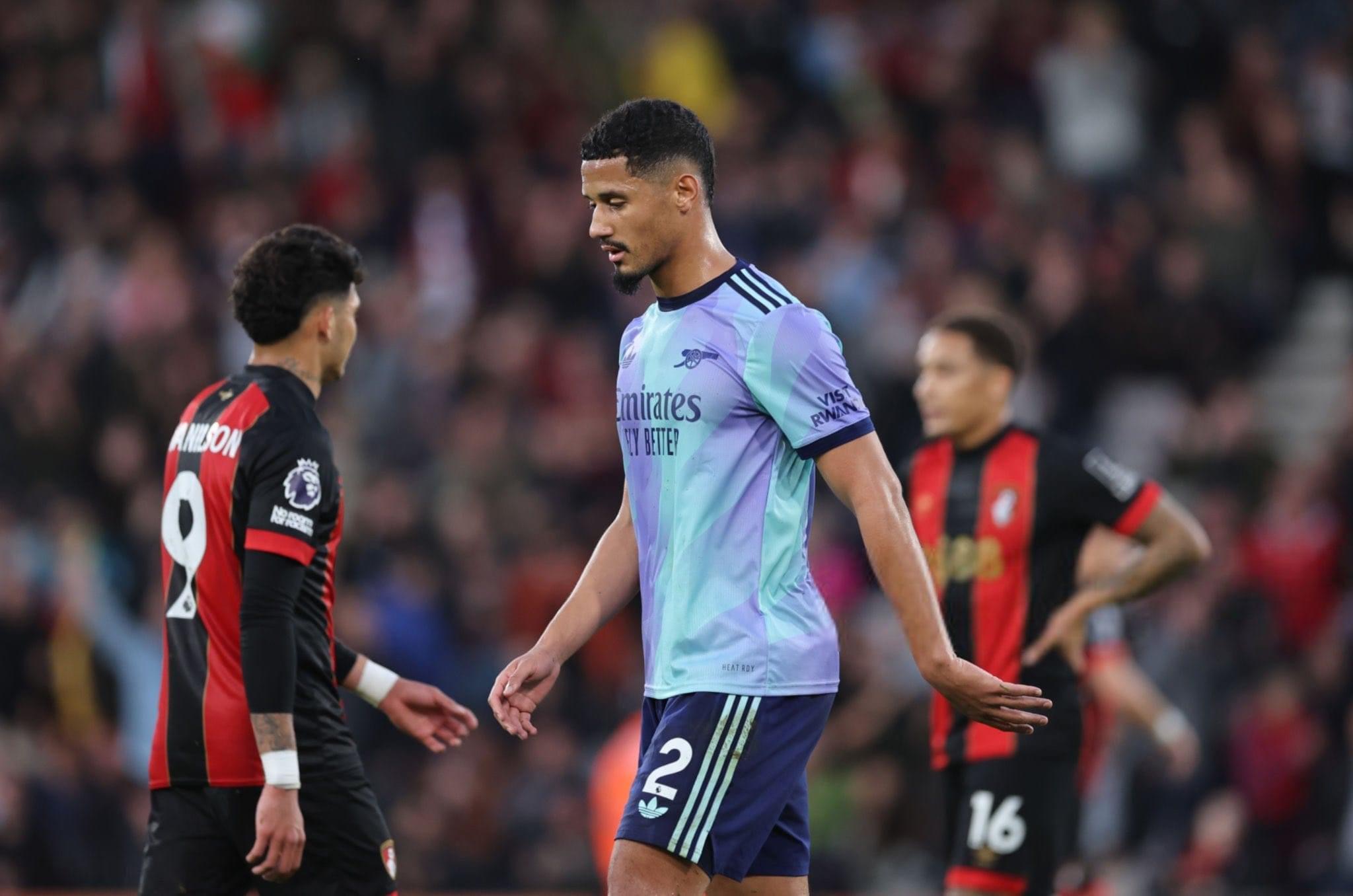 BREAKING: Arsenal will not appeal William Saliba’s red card against Bournemouth